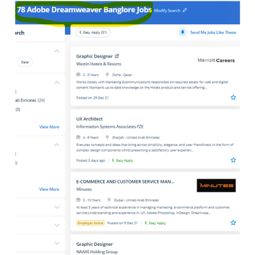 Adobe Dreamweaver internship jobs in Bangalore