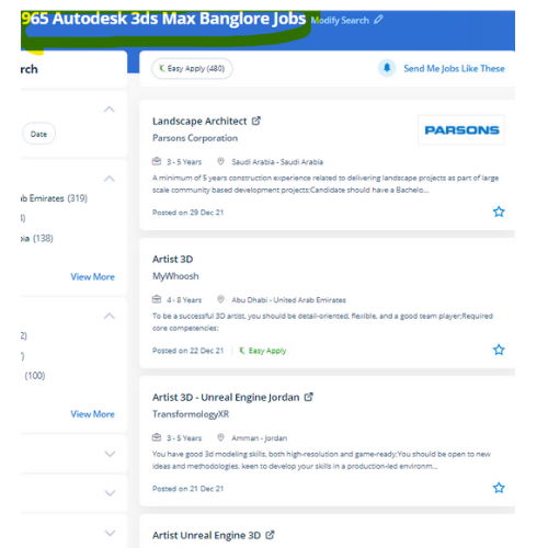 Autodesk 3Ds Max internship jobs in Chennai
