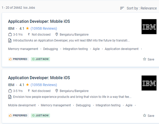iOS internship jobs in Bangalore